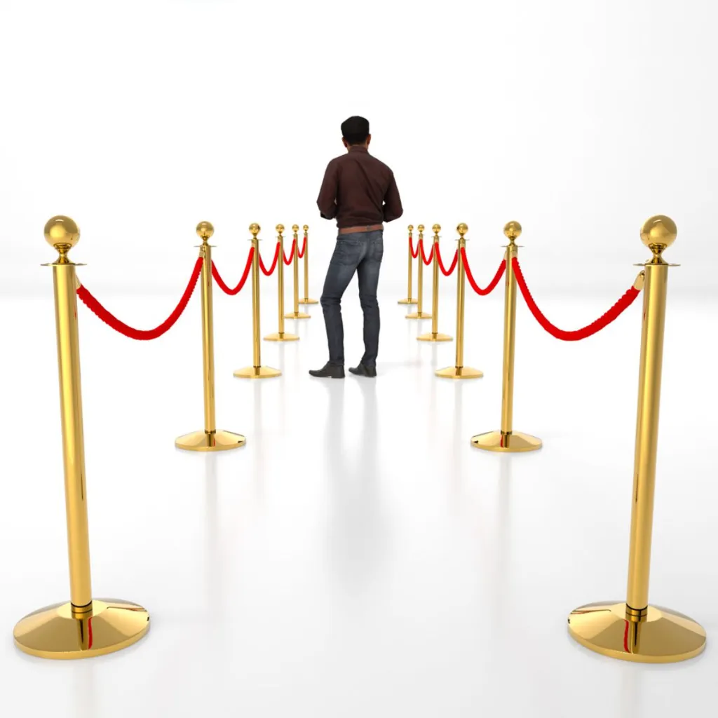 Poteaux de guidage à cordon or pour événement professionnel TELNALINE®