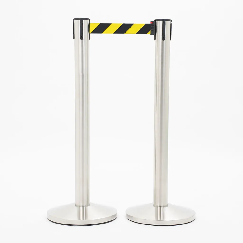 Poteaux de guidage à sangle jaune et noir pour balisage de sécurité transport TELNALINE®