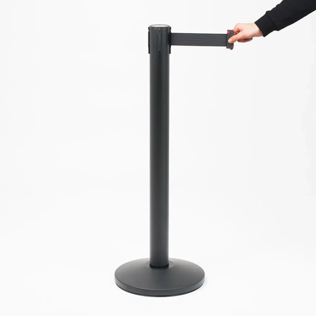 [TLNSTOP580-N] Poteau de guidage sangle 5m – Noir mat base conique (Noir)
